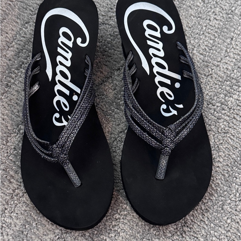 Candie's Sparkling Black Women's Sandals